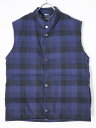 PAUL SMITH LONDONポールスミス ロンドン BLOCK CHECK WOOL DOWN VEST 高級フランス産ダウン使用 チェック柄ウールダウンベスト【MJKA69610】【青黒】【M】【中古】【2点以上同時購入で送料無料】【DM230207】