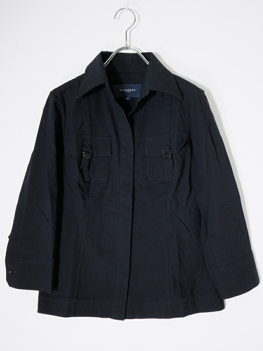 Rakuten - BURBERRY LONDONバーバリー ロンドン コットンストレッチ ミリタリーシャツジャケット【LSHA81615】【ブラック】【38】【中古】【沖縄.離島以外 送料無料】【DM260602】