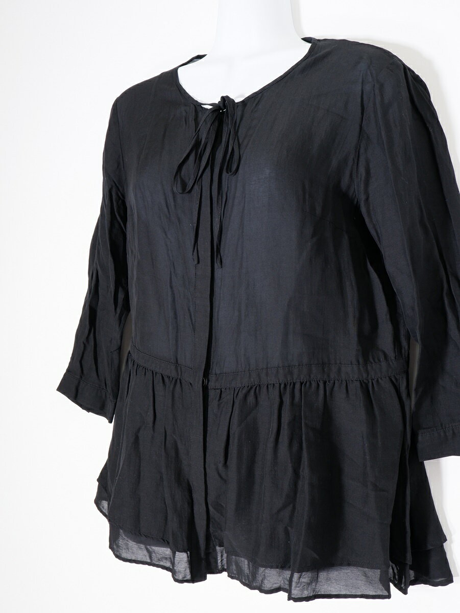 楽天 期間中 ! BURBERRY LONDONバーバリー ロンドン ノーカラーギャザーフレアチュニック ブラウス LTSA79 filt-10061501 ブランド古着の買取販売 渋谷FILT サンプル画像3