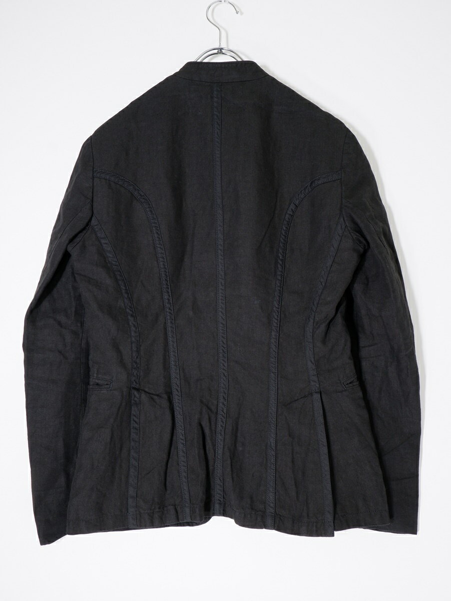 Paul Smith Collectionポールスミス コレクション スタンドカラー製品染めリネン パイピングデザインジャケット【MJKA77717】【ブラック】【M】【中古】【沖縄.離島以外 送料無料】【DM250325】