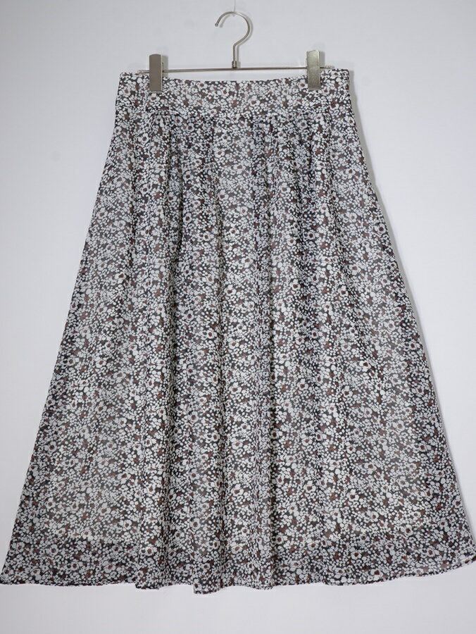 MACKINTOSH LONDONマッキントッシュ ロンドン リバティプリント花柄タックプリーツスカート【LSKA78619】【白|黒|茶】【40】【中古】【沖縄.離島以外 送料無料】【DM250701】