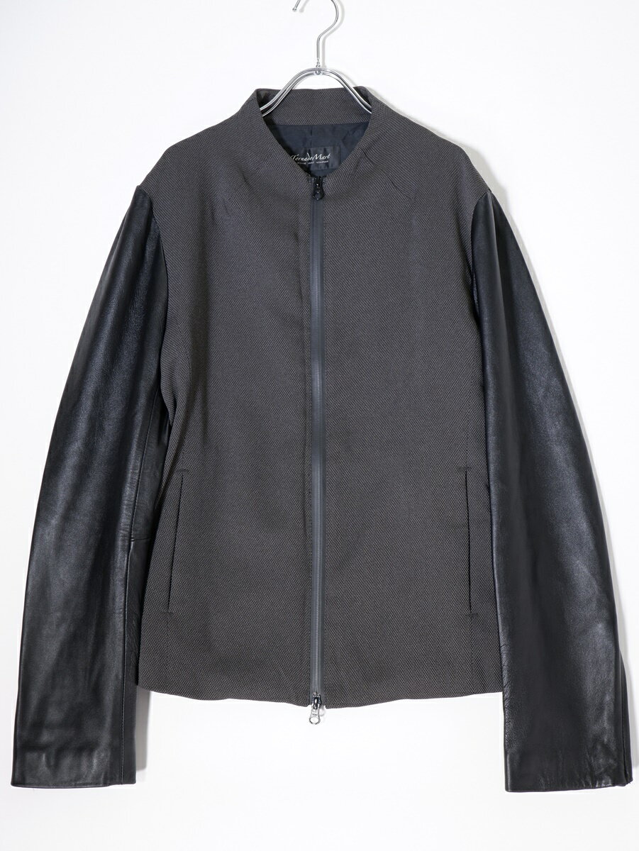 TORNADO MARTトルネードマート 袖レザー フォルモザバスケット モックネックブルゾンジャケット【MJKA72721】【チャコール|ブラック】【LL】【中古】【2点以上同時購入で送料無料】【DM230912】