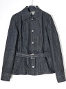 BURBERRY LONDONバーバリーロンドン ベルト付きデニムジャケット【LJKA71223】【ブラック】【38】【中古】【2点以上同時購入で送料無料】【DM230404】