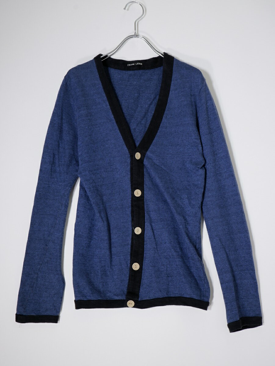 FRANK LEDERフランクリーダー ドイツ製 リネンコットン ニットカーディガン【MKNA79323】【ネイビー】【XS】【中古】【沖縄.離島以外 送料無料】【DM250902】