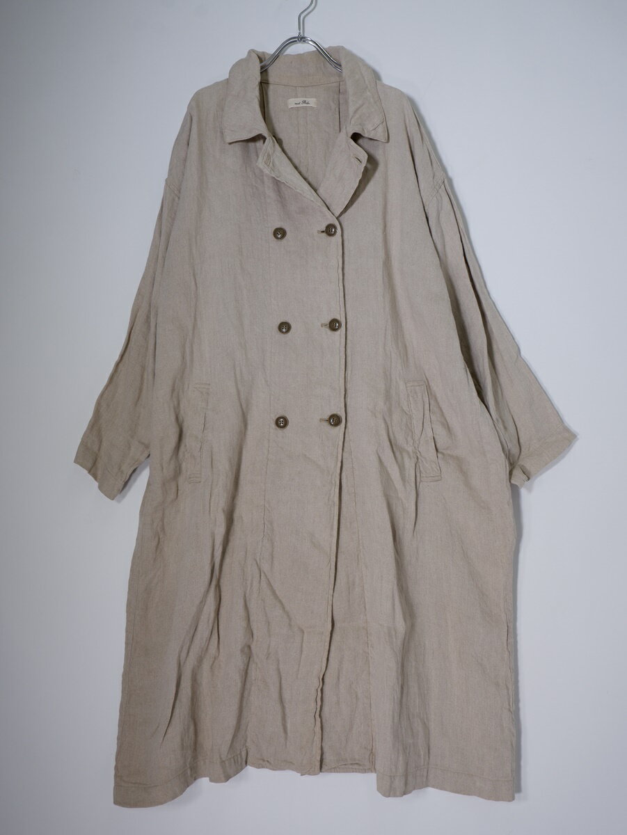 nest robeネストローブ リネン ダブルボタン ロングコート【LCTA79425】【生成りベージュ】【フリー】【中古】【沖縄.離島以外 送料無料】【DM250930】