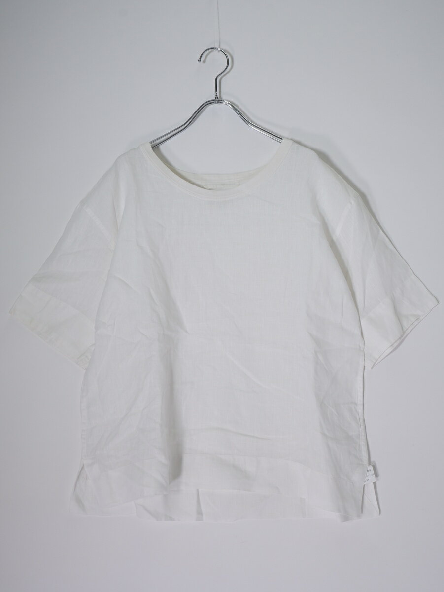 MARGARET HOWELLマーガレットハウエル SHIRTING LINEN P/O SHIRTS リネン半袖プルオーバー シャツ【LTSA80528】【ホワイト】【2】【中古】【沖縄.離島以外 送料無料】【DM260210】