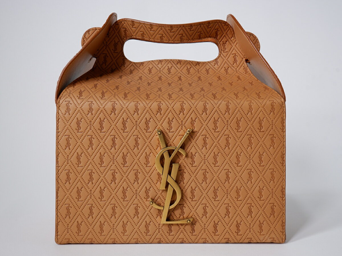 SAINT LAURENTサンローラン テイクアウェイ ボックス（モノグラムエンボス入りベジタブルタニンレザー）バッグ【LBGA81231】【DUSTY VINTAGE BROWN GOLD】【-】【中古】【沖縄.離島以外 送料無料】【DM260331】