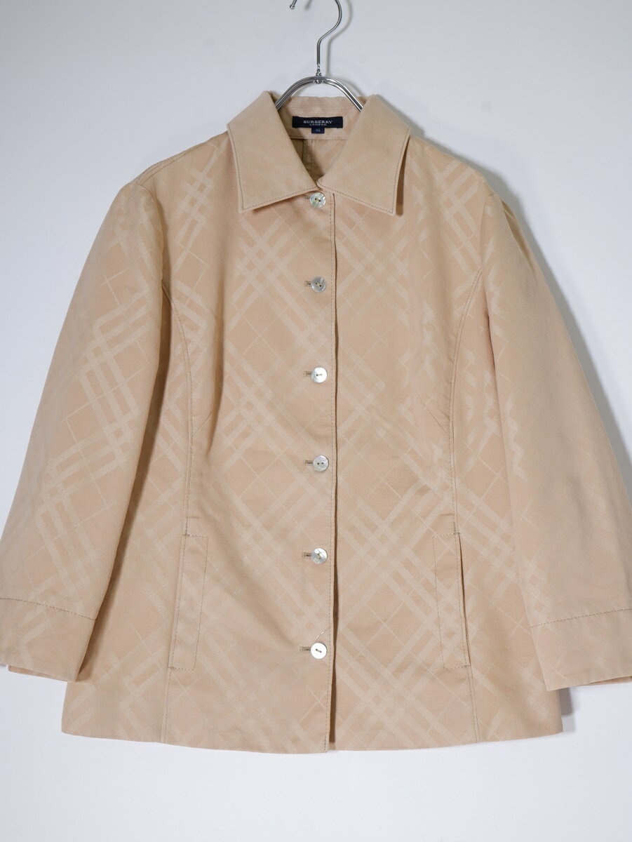 BURBERRY LONDONバーバリーロンドン ジャガード調シャドーチェックシャツジャケット【LJKA70932】【ベージュ】【42】【中古】【沖縄.離島以外 送料無料】【DM230315】