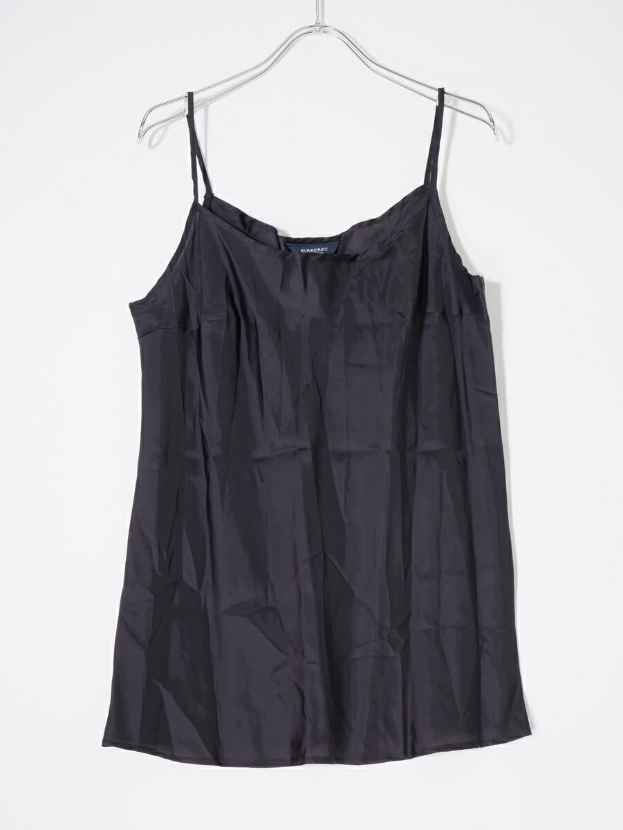 BURBERRY LONDONバーバリー ロンドン 高級シルク100％ タックプリーツブラウスシャツ キャミソール付き【LSHA77432】【ブラック】【40】【中古】【沖縄.離島以外 送料無料】【DM250218】