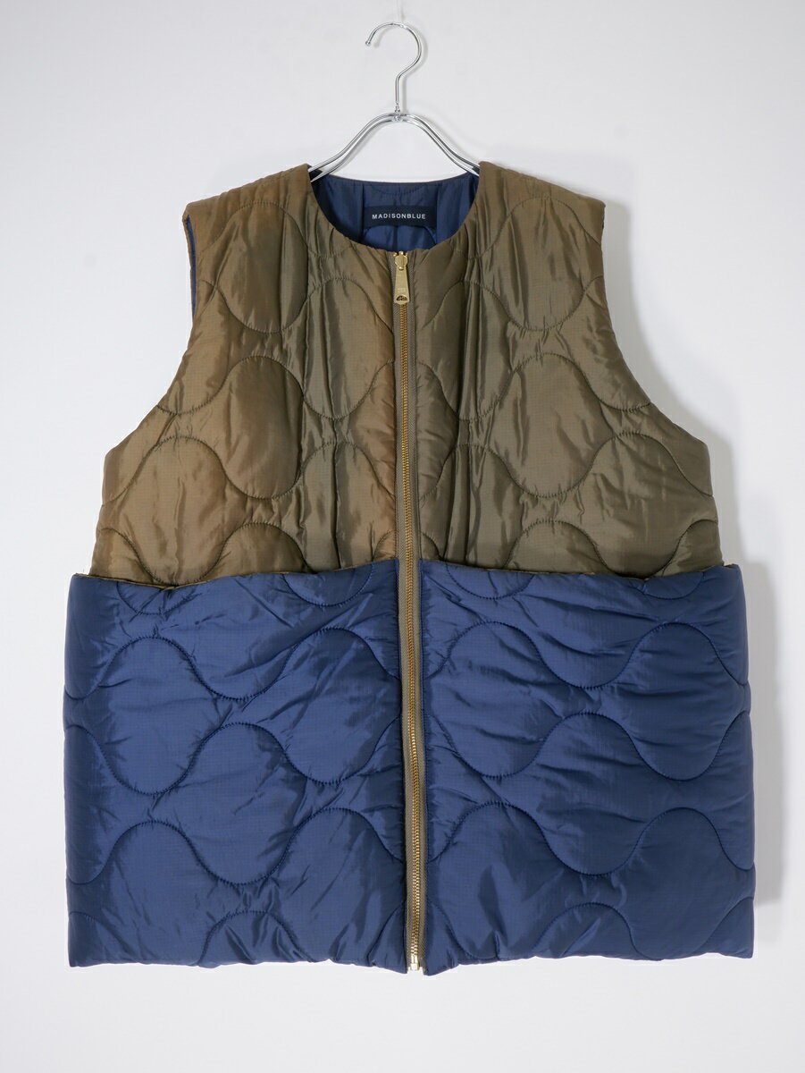 MADISON BLUEマディソンブルー NO COLLAR VEST QUILTING リバーシブルキルティングベスト【LJKA76833】【カーキ|ネイビー】【01】【中古】【沖縄.離島以外 送料無料】【DM241224】