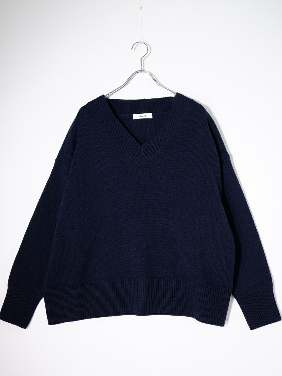 ebureエブール エアリースーパーウールVネックニット【LKNA81133】【ネイビー】【フリー】【中古】【沖縄.離島以外 送料無料】【DM260310】