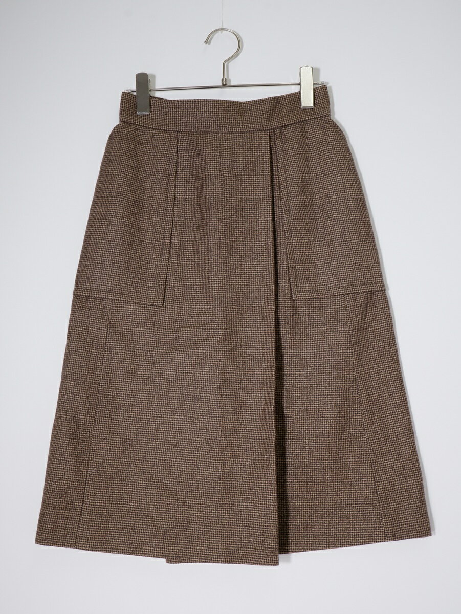 Rakuten - CYCLASシクラス ハウンドトゥース ウールリネンスカート【LSKA79533】【ブラウン】【34】【中古】【沖縄.離島以外 送料無料】【DM251021】