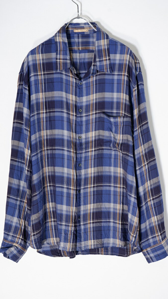 Rakuten - LA MONDラモンド 2018SS CHECK SHIRTテンセルチェックシャツ【MSHA66234】【青系】【L】【中古】【沖縄.離島以外 送料無料】【DM211203】