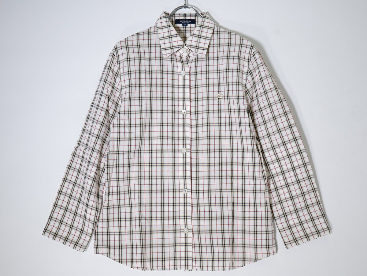 BURBERRY LONDON バーバリー ロンドン ホースマーク刺繍コットンチェックシャツ ブラウス LSHA75036 白 filt-10056998 ブランド古着の買取販売 渋谷FILT サンプル画像2