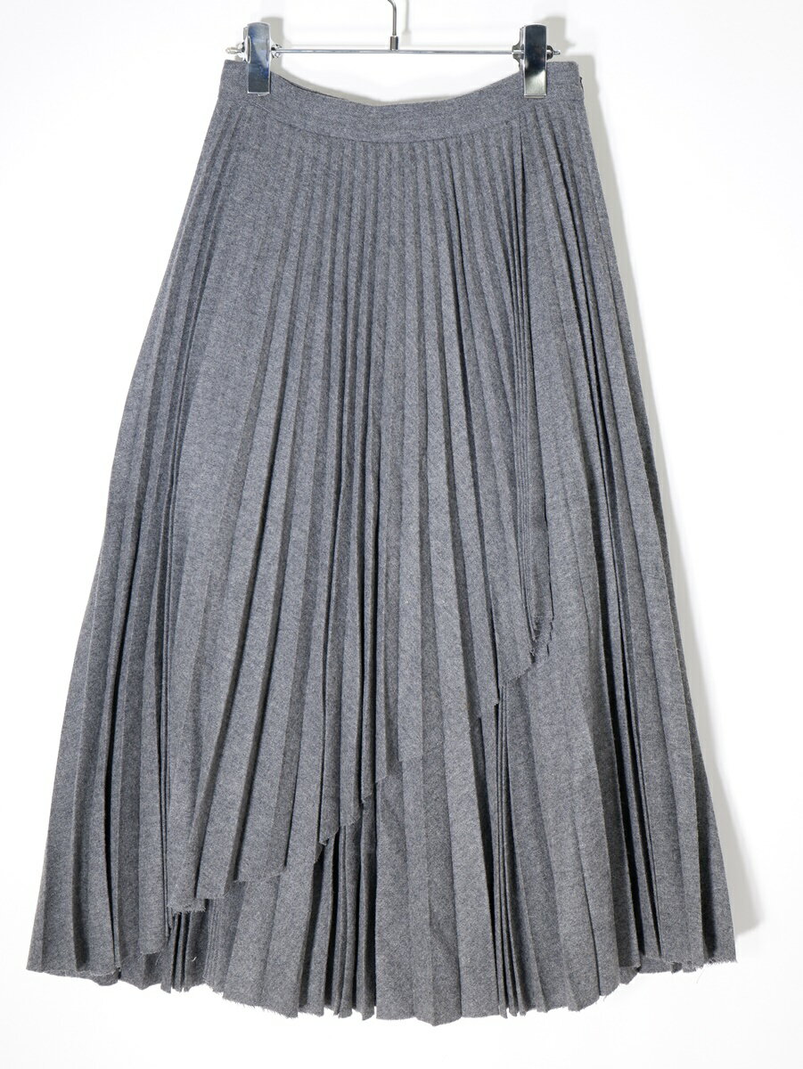 CLANEクラネ WRAP PLEATS SKIRTウール ラップ プリーツスカート【LSKA68236】【グレー】【2】【中古】【2点以上同時購入で送料無料】【DM220602】