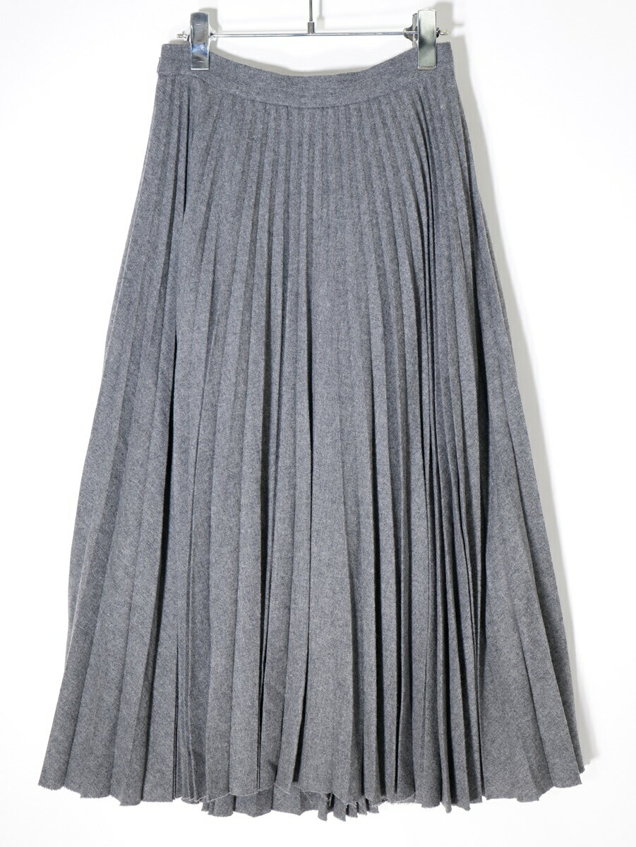 CLANEクラネ WRAP PLEATS SKIRTウール ラップ プリーツスカート【LSKA68236】【グレー】【2】【中古】【2点以上同時購入で送料無料】【DM220602】