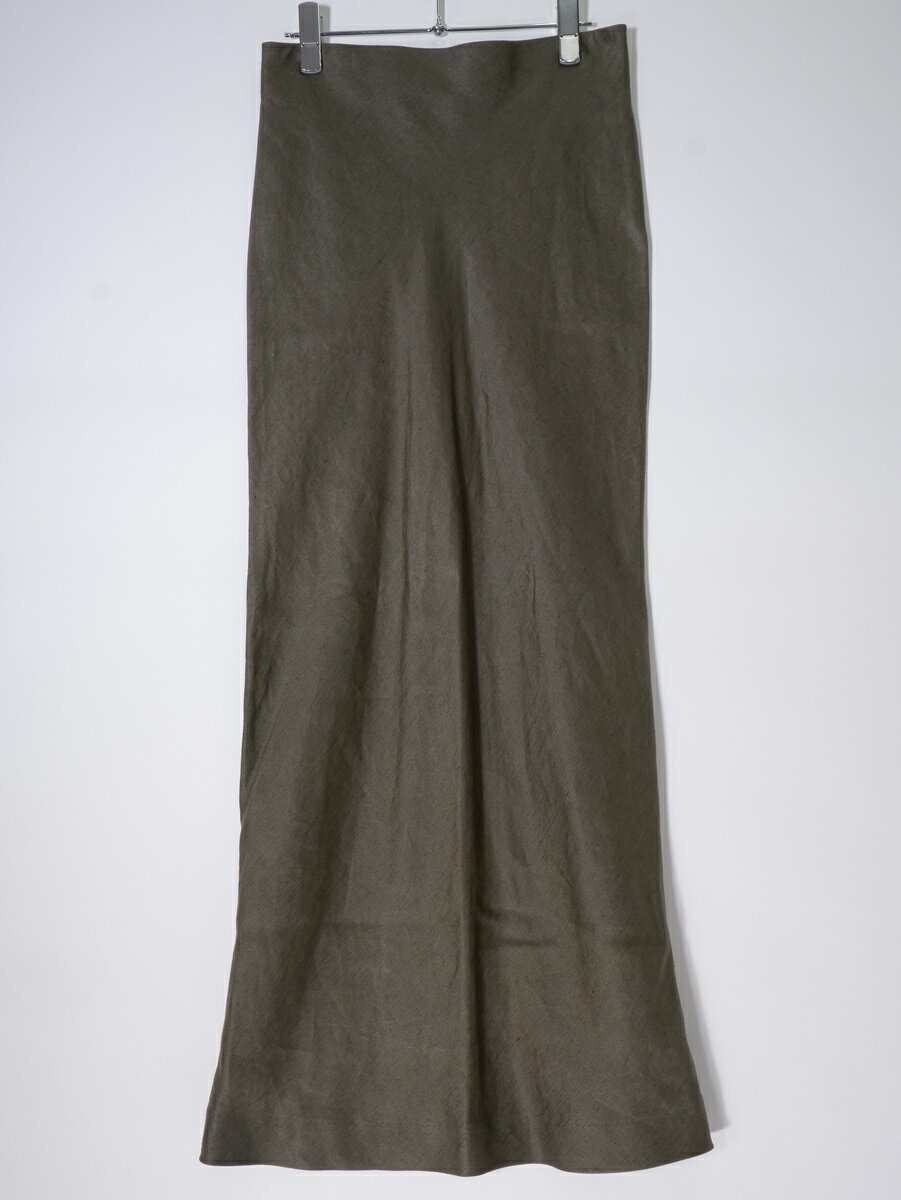 MADISON BLUEマディソンブルー VIAS MAXI SKIRT LINEN SATIN マキシリネンサテンスカート【LSKA76638】【カーキ】【01】【中古】【沖縄.離島以外 送料無料】【DM241218】