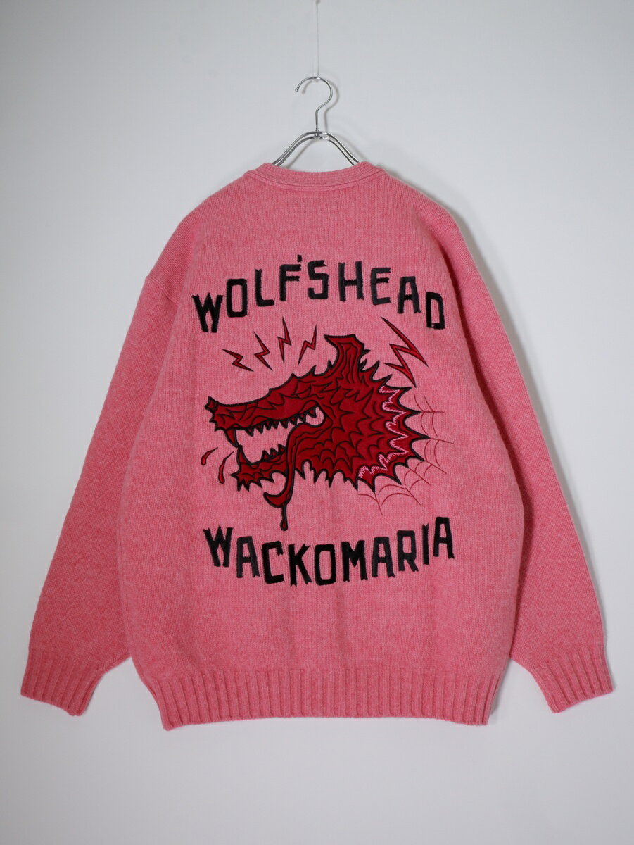 乐天商城 - WACKOMARIAワコマリア 2024AW WOLF'S HEAD / CARDIGAN ×ウルフズヘッド ニットカーディガン新品【MKNA82341】【PINK】【L】【未使用】【沖縄.離島以外 送料無料】【DM260609】