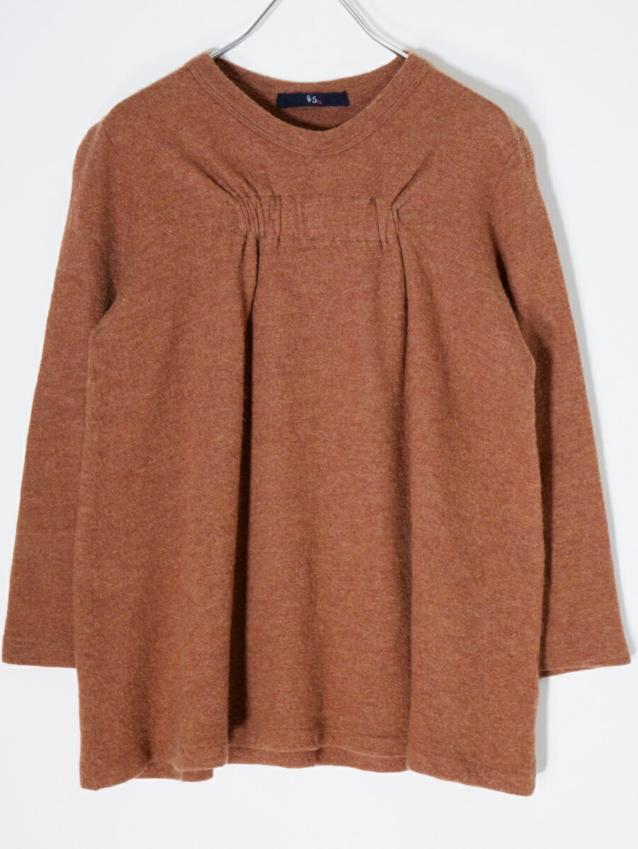 45R(45rpm 45アールピーエム) フロートウール縮絨 フレアニットプルオーバートップス【LKNA67242】【ブラウン】【0】【中古】【沖縄.離島以外 送料無料】【DM230207】