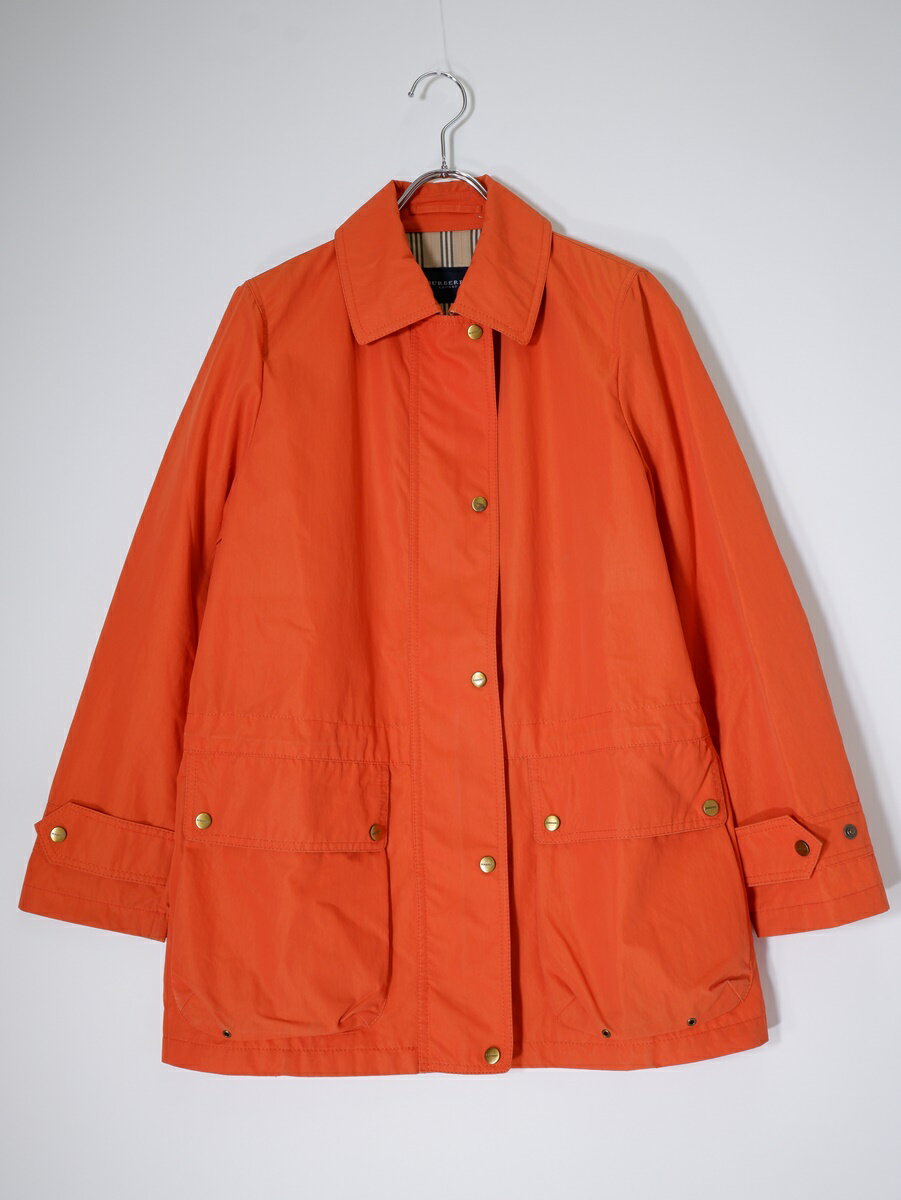 BURBERRY LONDONバーバリー ロンドン 裏ストライプ使い コットンナイロン オレンジハンティングジャケット【LJKA79543】【オレンジ】【9】【中古】【沖縄.離島以外 送料無料】【DM251007】