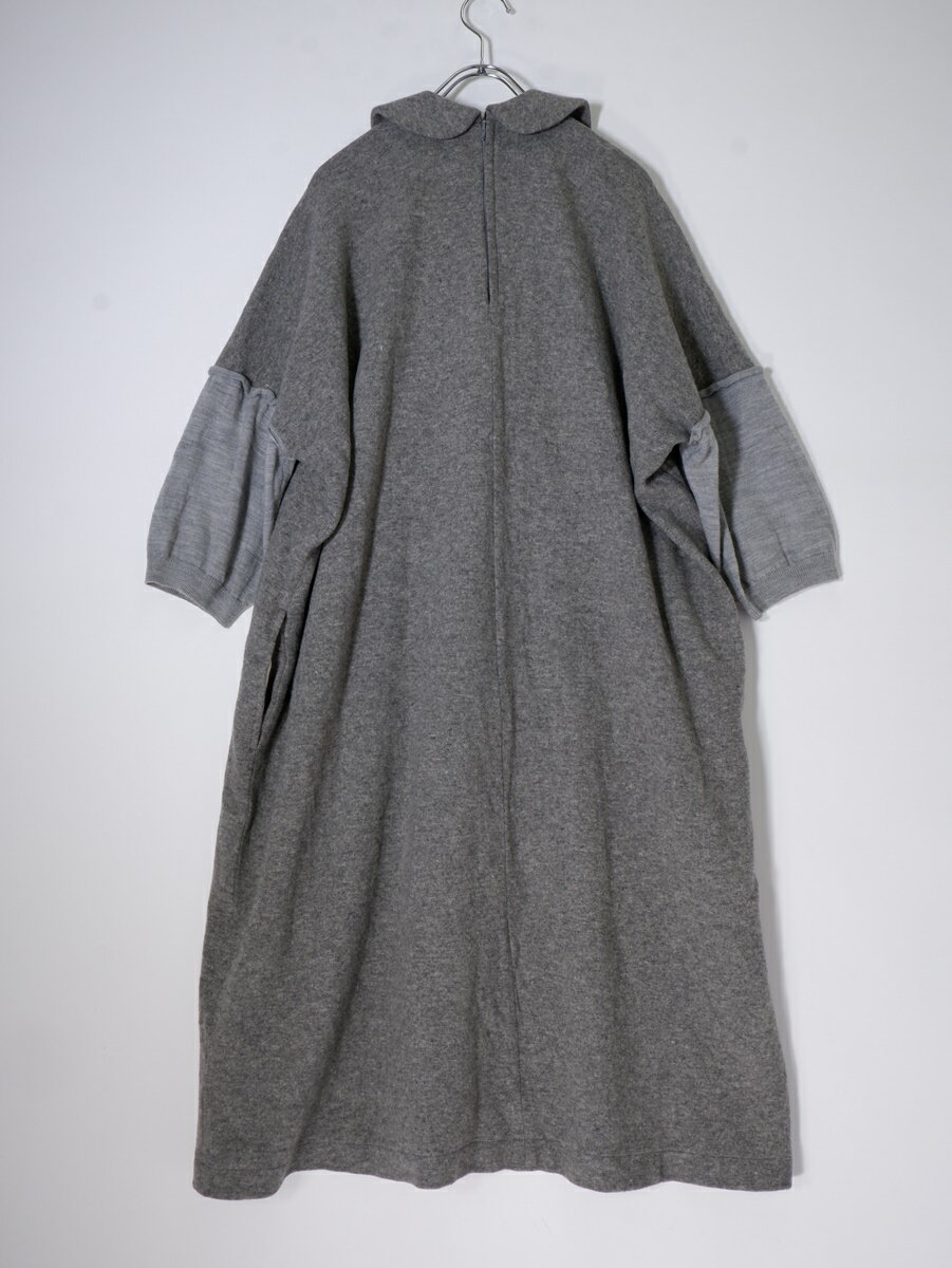 【楽天スーパーSALE期間中ポイント5倍!】COMME des GARCONS COMME des GARCONSコムデギャルソン コムコム ラウンドカラー丸襟ニットスリーブ ウールジャージーオーバーワンピース【LOPA76844】【グレー】【S】【中古】【沖縄.離島以外 送料無料】【DM250101】