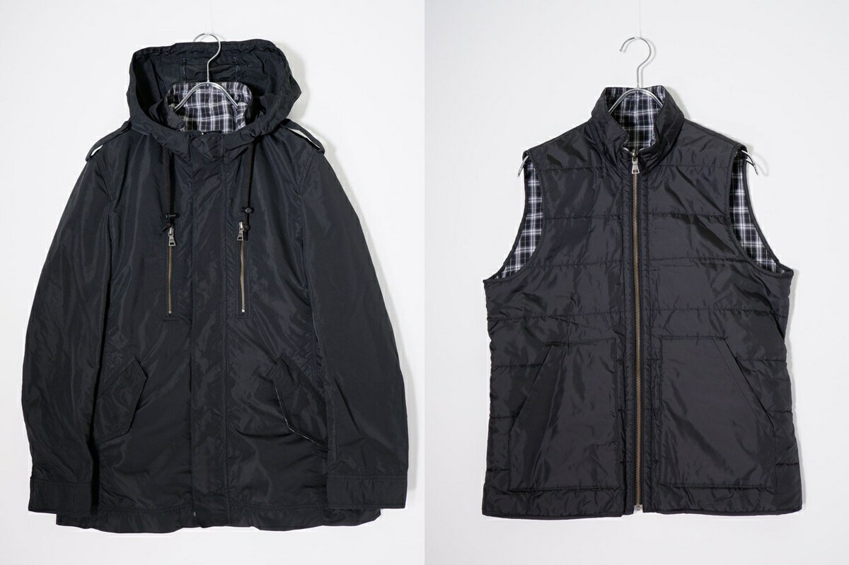 BURBERRY BLACK LABELバーバリー ブラックレーベル 中綿ライナー付き 3WAYミリタリーパーカージャケット【MJKA81144】【ブラック】【M】【中古】【沖縄.離島以外 送料無料】【DM260310】
