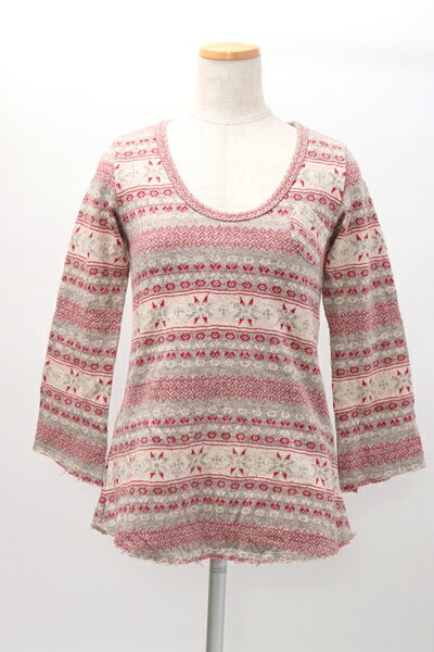 ジャクソンマティスJACKSON MATISSE フェアアイル柄 裏地付きUネックニット新品【LKNA53745】【グレー赤】【S】【未使用】【沖縄.離島以外 送料無料】【DM230207】