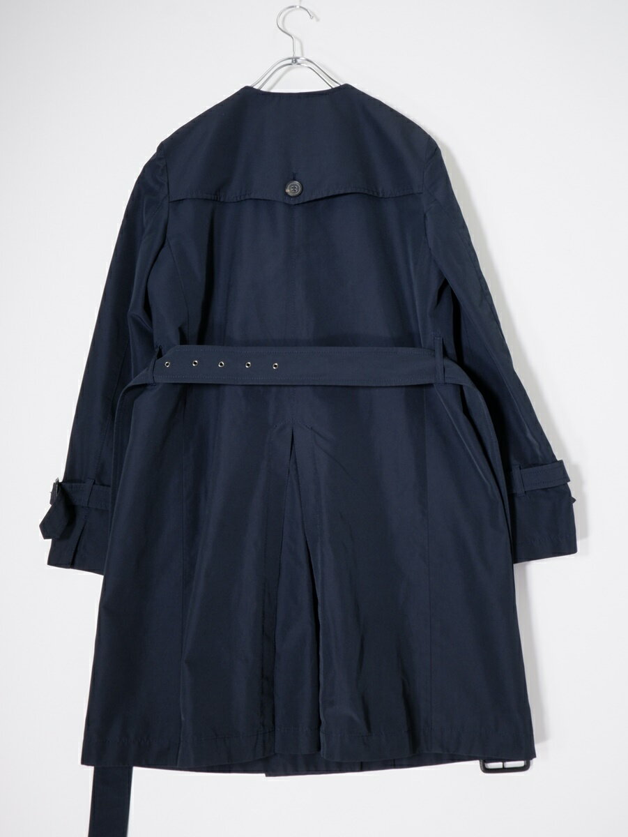 23区ニジュウサンク イタリアTIARE生地 メモリータッサー ノーカラートレンチコート【LCTA79346】【ネイビー】【40】【中古】【沖縄.離島以外 送料無料】【DM250909】