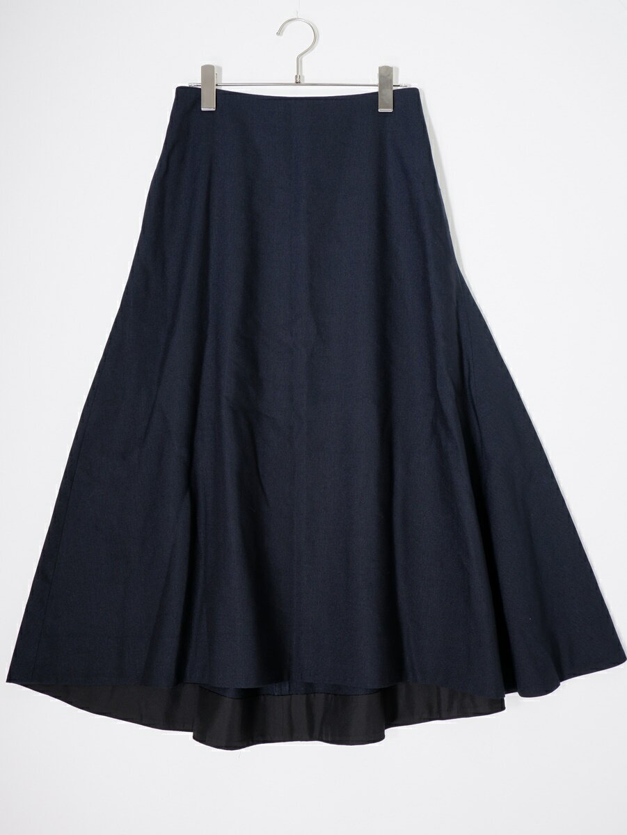 Drawerドゥロワー リネンシルク バックロングセミフレアスカート【LSKA78849】【ネイビー】【36】【中古】【沖縄.離島以外 送料無料】【DM250812 】
