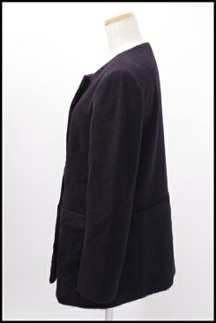 【10月17日に値下げ】BALLSEYボールジー(トゥロモーランド) PONTETORTOアルパカシャギー切替ノーカラーウールコート【LCTA44750】【ブラック】【38】【中古】【2点以上同時購入で送料無料】【DM171011】