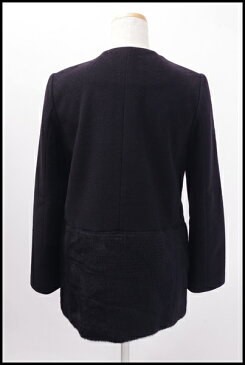 【10月17日に値下げ】BALLSEYボールジー(トゥロモーランド) PONTETORTOアルパカシャギー切替ノーカラーウールコート【LCTA44750】【ブラック】【38】【中古】【2点以上同時購入で送料無料】【DM171011】
