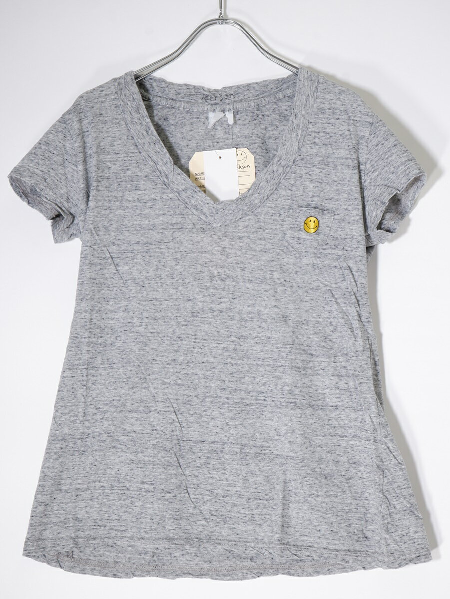 Rakuten - JACKSON MATISSEジャクソンマティス スマイル刺繍VネックTシャツ新品【LTSA52150】【グレー】【S】【未使用】【沖縄.離島以外 送料無料】【DM241029】