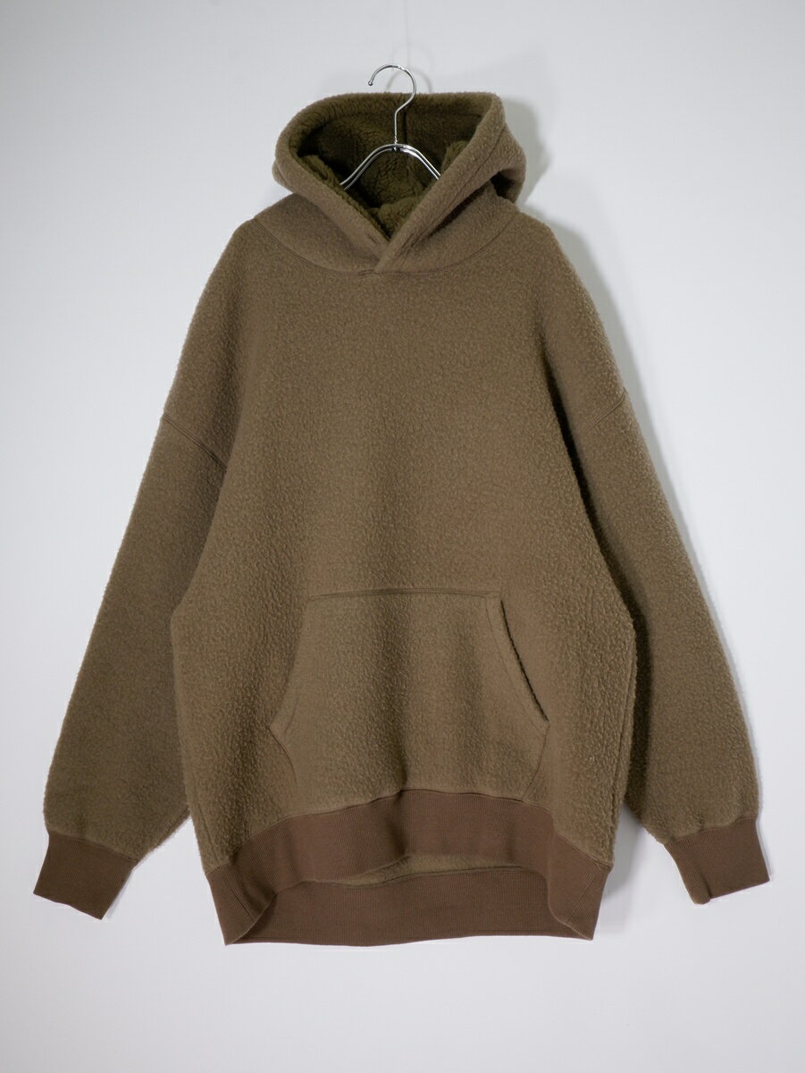 Deuxieme Classeドゥーズィエムクラス military pile hoodie ウールフリースプルオーバーパーカー【LTSA80952】【カーキ】【フリー】【中古】【沖縄.離島以外 送料無料】【DM260217】