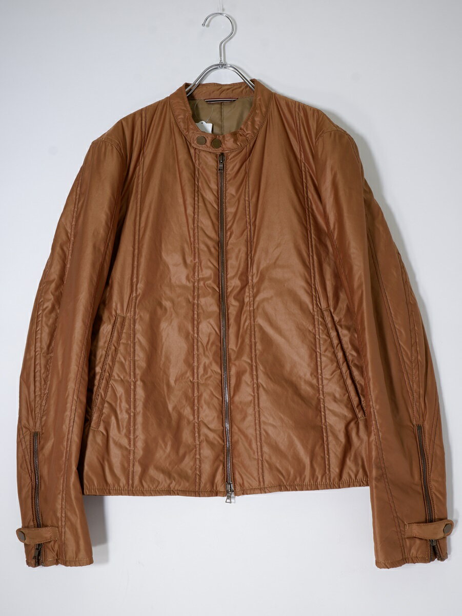 PS Paul Smithピーエス ポールスミス 軽量中綿ナイロン シングルライダースジャケット【MJKA77254】【光沢のあるブラウン系】【L】【中古】【沖縄.離島以外 送料無料】【DM250128】