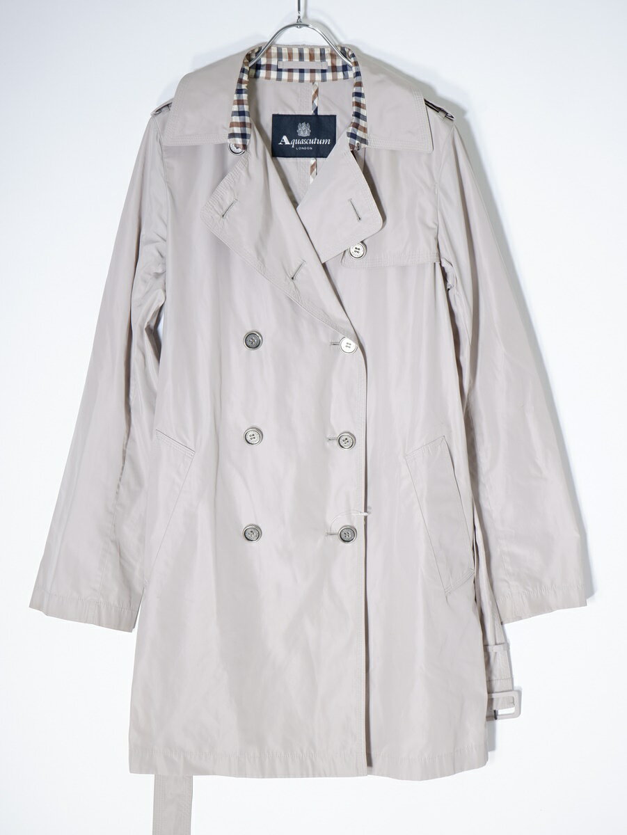 Rakuten - Aquascutum LONDONアクアスキュータム ロンドン ポリナイロン スプリングトレンチコート【LCTA67455】【グレージュ系】【8】【中古】【沖縄.離島以外 送料無料】【DM220308】