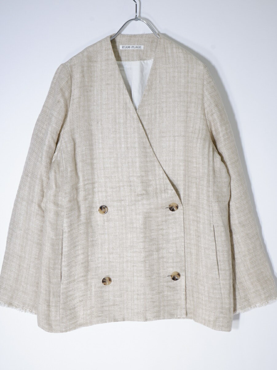 R'IAMリアム Plageプラージュ購入2021SS アサツィード ジャケット【LJKA68356】【ベージュ】【38】【中古】【沖縄.離島以外 送料無料】【DM220607】