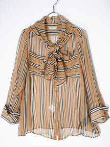 СХ꡼BURBERRY Icon Stripe Silk Pussy-bow Blouse󥹥ȥ饤 å ץåܥ 륯֥饦LSHA69659ۡڥ١ۡ38ۡšۡڲ.Υʳ ̵ۡDM221107