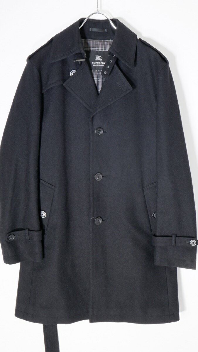 BURBERRY BLACK LABELバーバリーブラックレーベル 裏地チェック羊毛メルトン調シングルトレンチコート【MCTA66560】【ブラック】【M】【中古】【2点以上同時購入で送料無料】【DM230207】のサムネイル