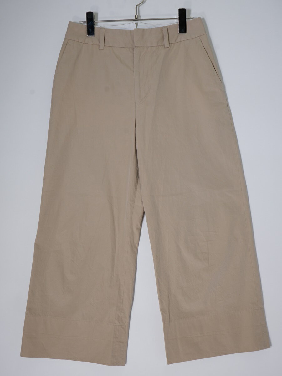 MARGARET HOWELLマーガレットハウエル WASHED YARN DYE COTTON POPLIN TROUSERS コットンポプリン キュロットワイドパンツ【LPTA78361】【ベージュ】【2】【中古】【沖縄.離島以外 送料無料】【DM250527】