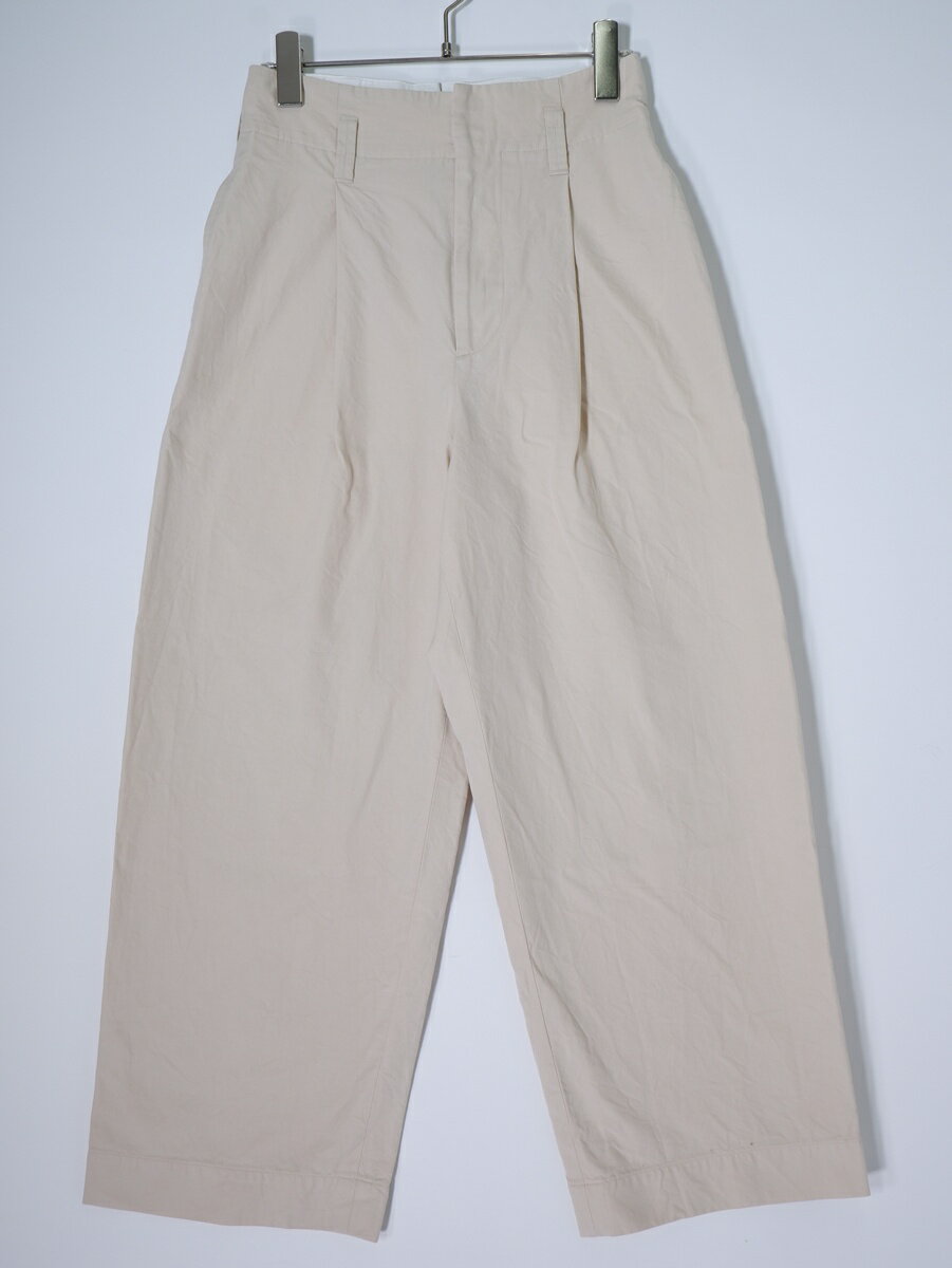 MARGARET HOWELLマーガレットハウエル COTTON GABARDINE TROUSERS コットンギャバジン ハイウエストタックパンツ【LPTA80661】【ベージュ】【0】【中古】【沖縄.離島以外 送料無料】【DM260120】