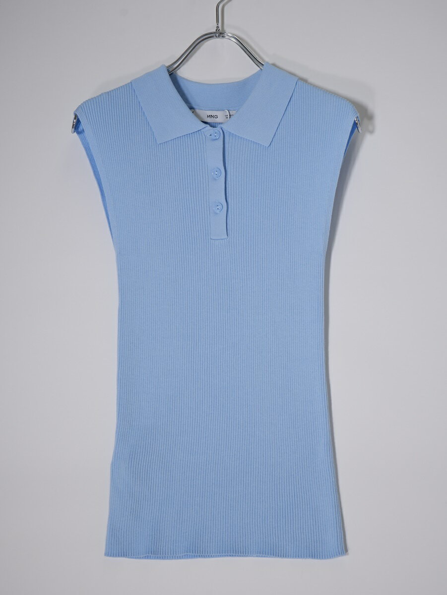 MANGOマンゴMNG 2025秋冬ROSI ノースリーブニット新品【LKNA79562】【サックスブルー】【S】【未使用】【沖縄.離島以外 送料無料】【DM251007】