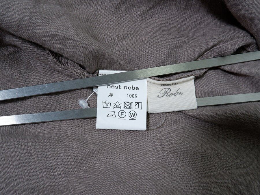 nest robeネストローブ 製品染めリネン ギャザーキャミソールワンピース【LOPA78963】【グレージュ系】【フリー】【中古】【沖縄.離島以外 送料無料】【DM250812 】