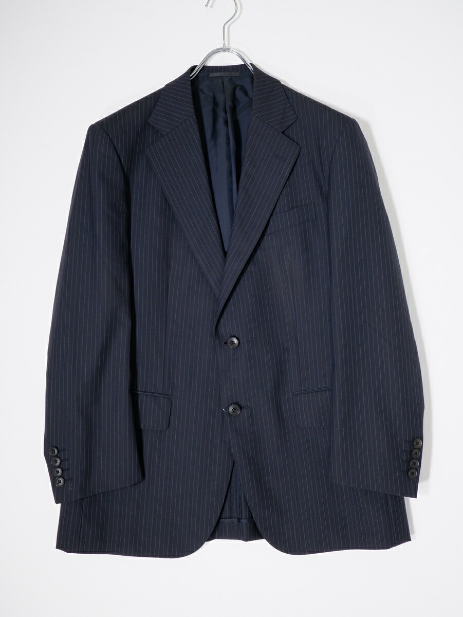 Rakuten - BURBERRY LONDONバーバリー ロンドン 日本製 上質英国生地 羊毛ウール ピンストライプ 2Bテーラードジャケット【MJKA79663】【ネイビー】【AB5(96-86-170)】【中古】【沖縄.離島以外 送料無料】【DM251021】