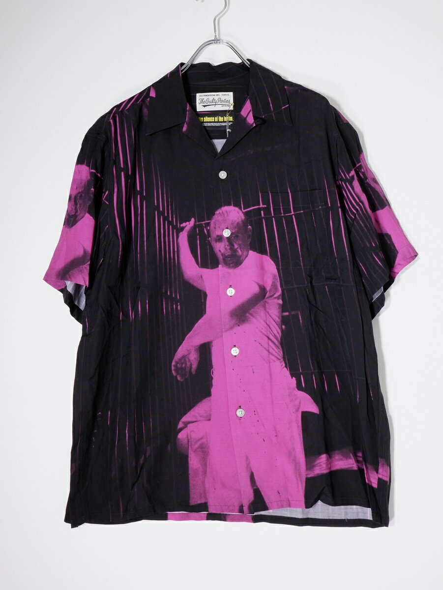 【楽天スーパーSALE期間中ポイント5倍!】WACKOMARIAワコマリア THE SILENCE OF THE LAMBS/ S/S HAWAIIAN SHIRT (TYPE-2)羊たちの沈黙 半袖ハワイアンシャツ【MSHA80463】【ブラック|パープル】【M】【中古】【沖縄.離島以外 送料無料】【DM251223】