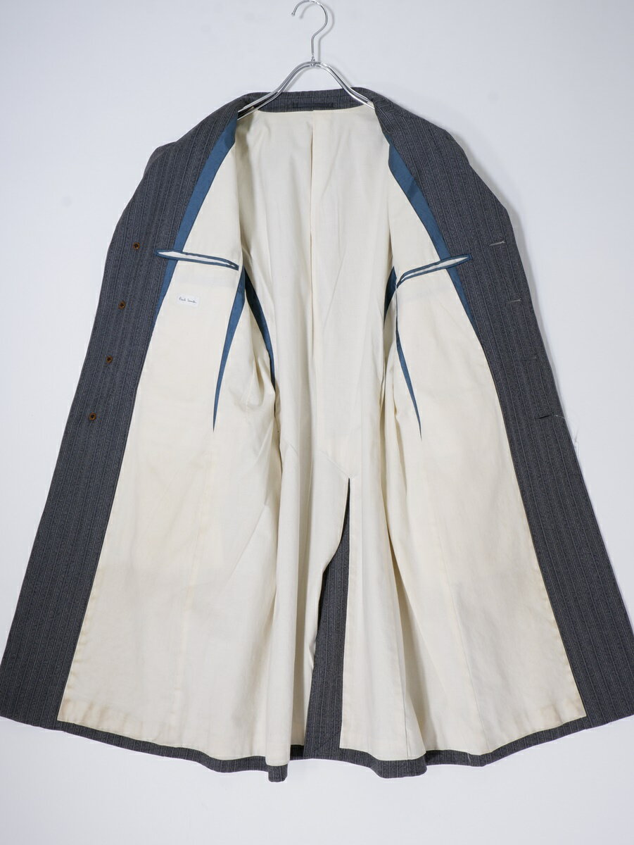 Paul Smithポールスミス メインライン ウールストライプ織 チェスターコート【MCTA77764】【グレー】【M】【中古】【沖縄.離島以外 送料無料】【DM250401】