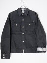 BURBERRY BLACK LABELバーバリーブラックレーベル 裏チェック使い Gジャンタイプ ミリタリーコットントラッカージャケット。【MJKA70664】【ブラック】【M】【中古】【2点以上同時購入で送料無料】【DM230315】