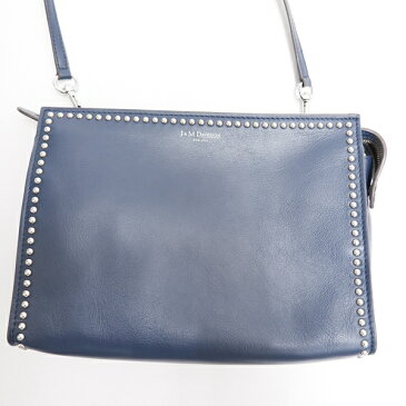 【2月6日に値下げ】J&M DAVIDSONジェイアンドエムデヴィッドソン 2019年購入品ELLEスタッズレザー2wayクラッチバッグ&ショルダーバッグ【LBGA62266】【ネイビー/シルバー】【-】中古【2点以上同時購入で送料無料】【DM201226】