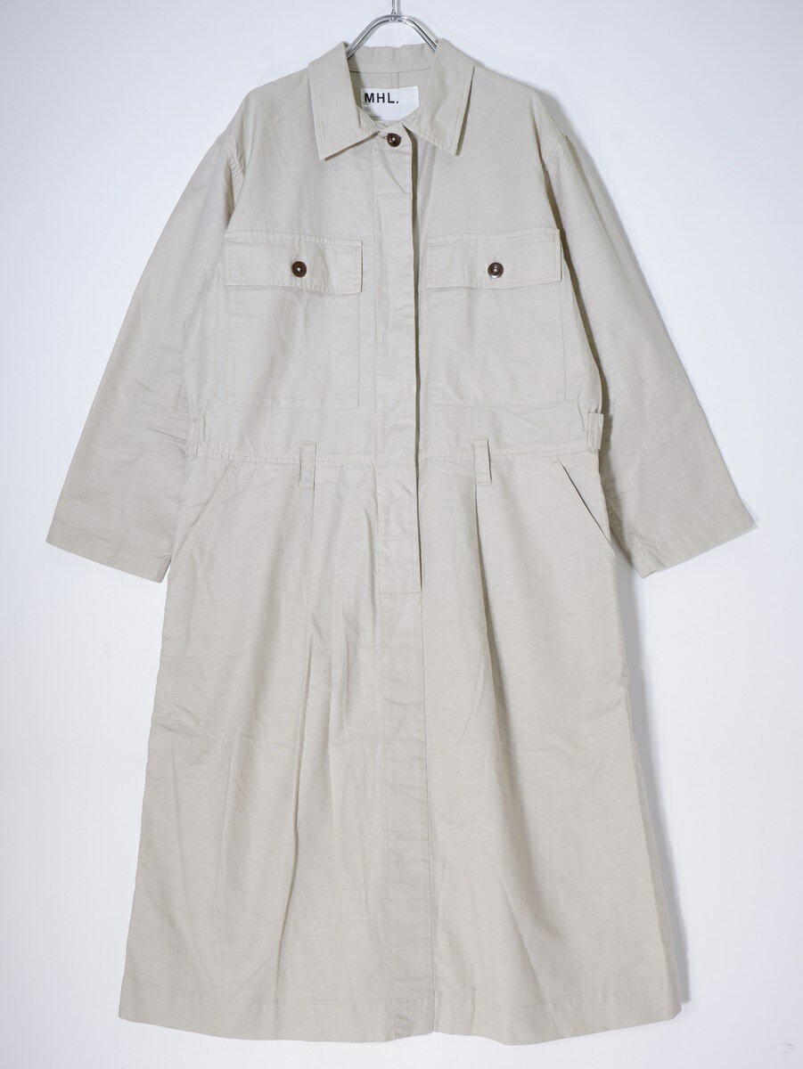 MHL.MARGARET HOWELLマーガレットハウエル 2020SS COTTON LINEN OXFORD コットンリネンドレスワンピース【LOPA72266】【ベージュ】【2】【中古】【2点以上同時購入で送料無料】【DM230926】