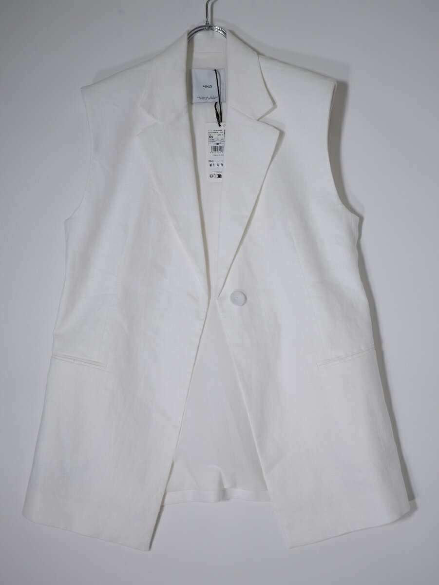 MANGOマンゴMNG 2025SS BORELI2ブレザー ノースリーブジャケットベスト未使用品【LJKA79567】【ホワイト】【XS】【未使用】【沖縄.離島以外 送料無料】【DM251007】