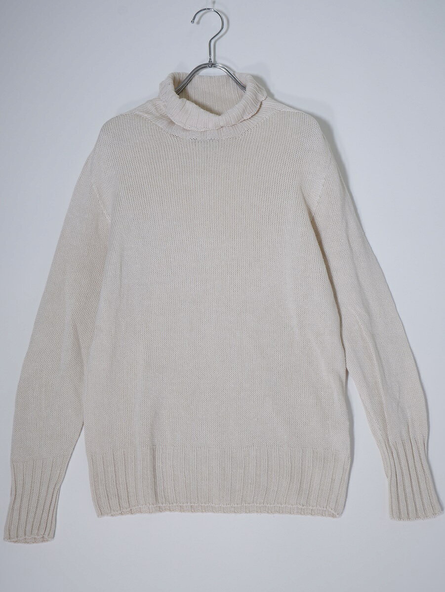 MARGARET HOWELLマーガレットハウエル LINEN COTTON WIDE ROLL NECK KNIT スコットランド製 リネンコットン ワイドロールネックニット【LKNA79068】【オフホワイト（ライトベージュ系）】【2】【中古】【沖縄.離島以外 送料無料】【DM250826】